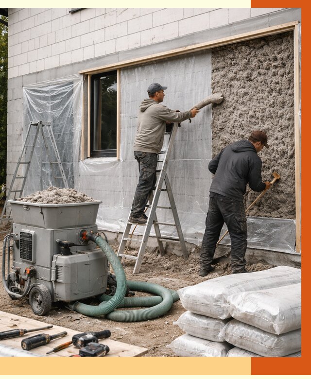 Утепление дома из газобетона эковатой в Железногорске от 4599 руб./м2 | ТепломастерЖлк